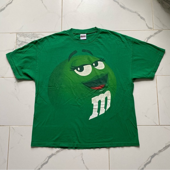 Vintage Y2K Green M&M Short Sleeve T Shirt Tee Size XL All Over Print - Picture 1 of 5